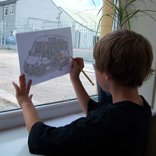 In School Workshops - tracing on window